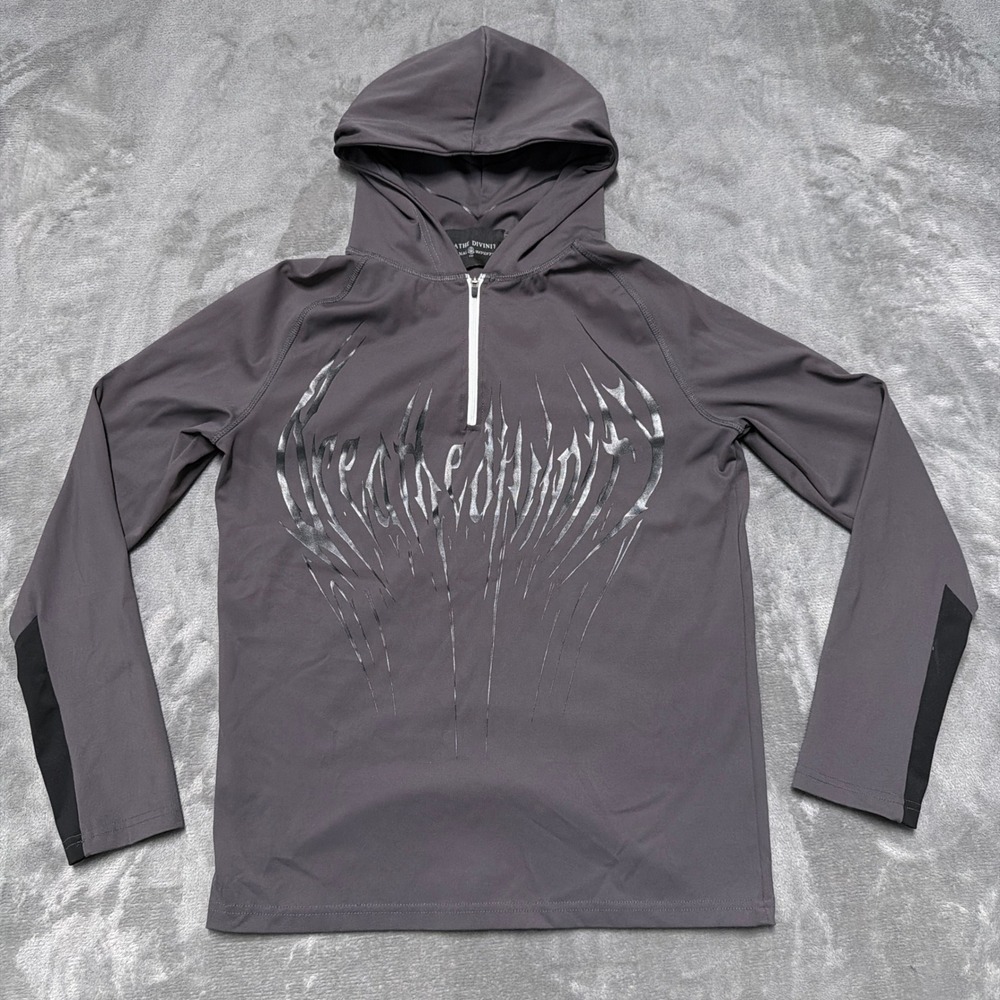 Breathe Divinity Half Zip Hoodie Mens XS Grey Compression Performance Active‎